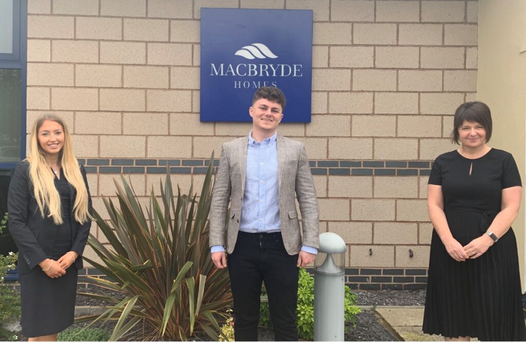 Alicia Foulkes, Office Administrator at Macbryde, Josh Welch (HBP) and Sarah Sellers, Customer Care Co-ordinator at Macbryde Homes