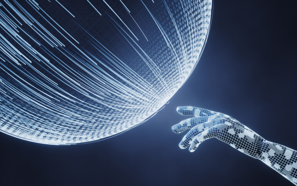 Digital Hand Pointing At Digital Sphere Original 1287676