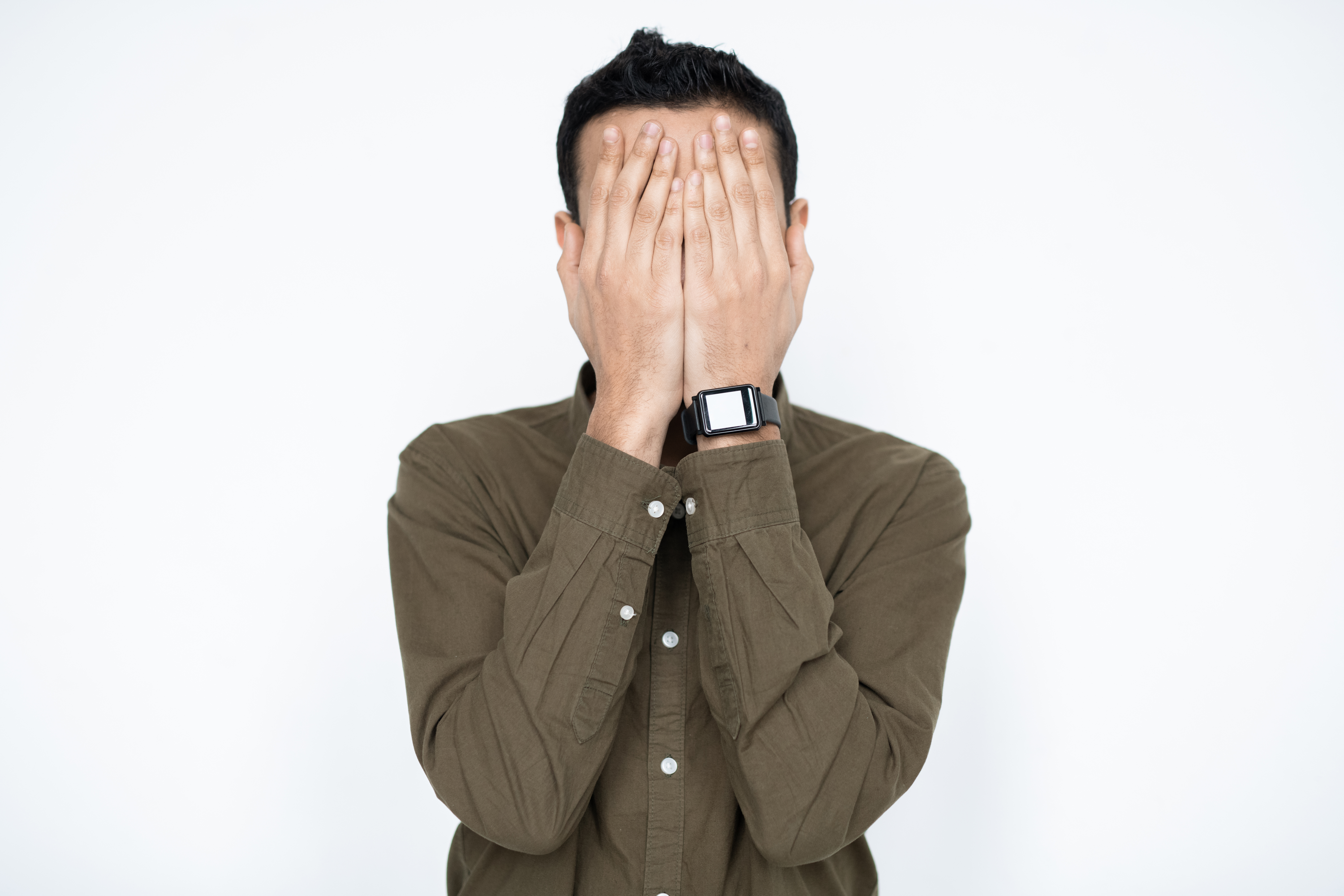 Young Businessman Covering His Face Original 439511